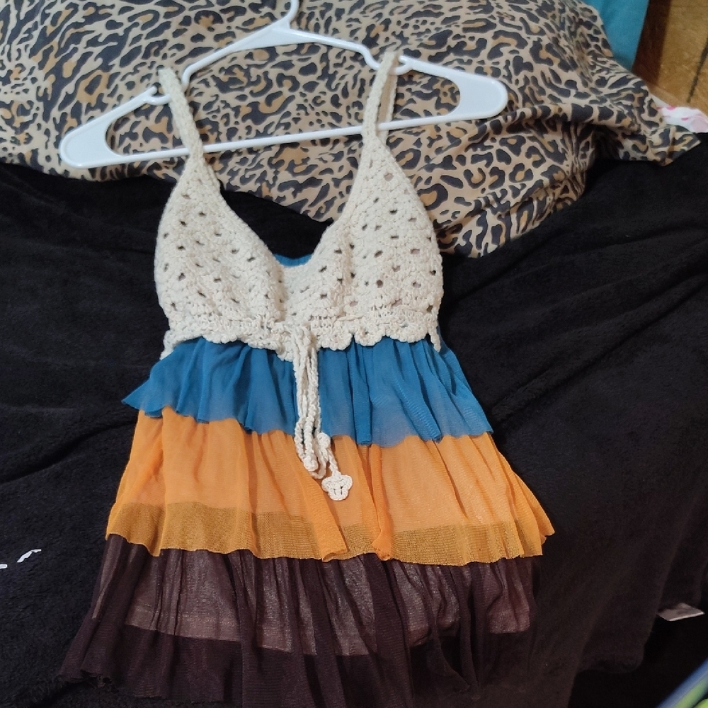 Crochet Top Multicolor Dress